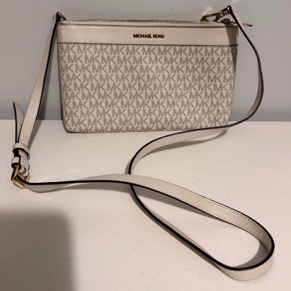Michael Kors Beige Crossbody Bag with MK Pattern